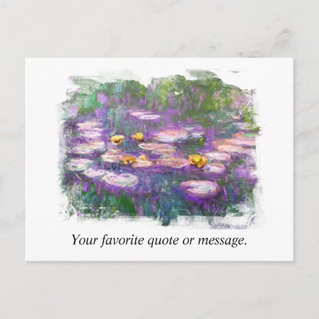 ** AR23 Monet Lily Pads Pond Fine Art Personalise  Postcard (Front)