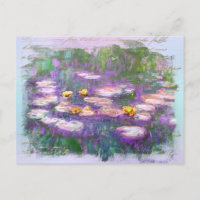 ** AR23 Monet Lily Pads Pond Old Handwriting Postc
