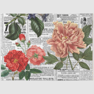 ** AR23 Old Floral Vintage Victorian Decoupage   Tissue Paper