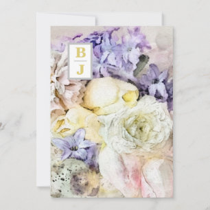 *~ AR26 Country Initials Bouquet RSVP QR Wedding Invitation