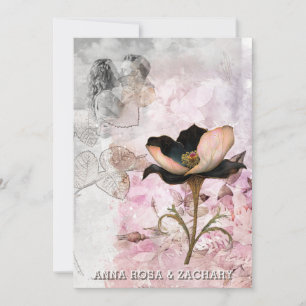 *~* AR26 Pink 4 QR Victorian RSVP PHOTO Wedding Invitation