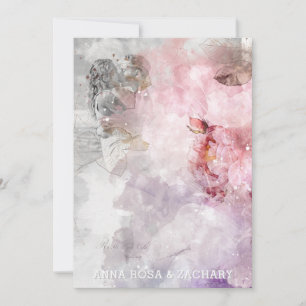 *~* AR26 Pink QR Victorian RSVP PHOTO Wedding Invitation