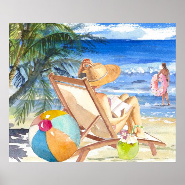 *~* AR29 Girls Women Palm Tropical Exotic Beach Poster (Front)