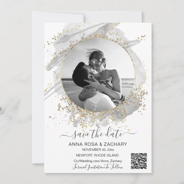 *~* AR6 Photo QR WEDDING SAVE the DATE Website Invitation (Front)