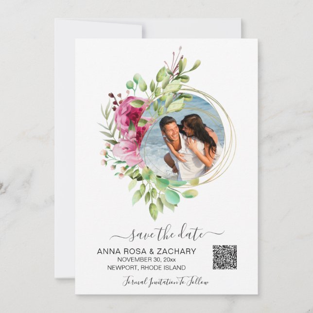*~* AR6 QR Floral - Wedding Website  Save The Date (Front)