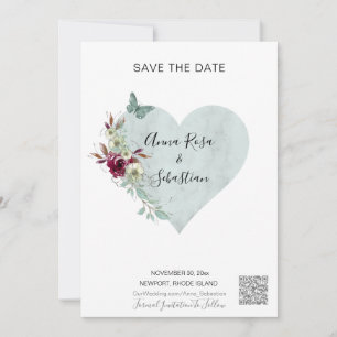 *~* AR6 QR WEDDING Butterfly Heart SAVE the DATE  Invitation