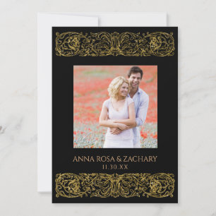 *~* AR6 Victorian QR PHOTO RSVP Ornate Wedding Invitation