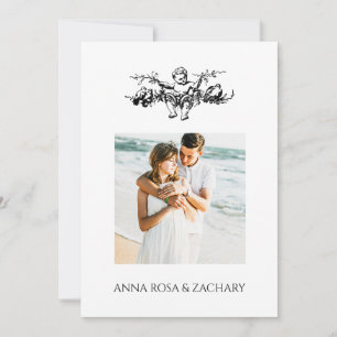 *~* AR6 Victorian QR PHOTO RSVP Wedding Cherub Invitation