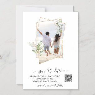 *~* AR6 WEDDING SAVE the DATE QR Gold - Website Magnetic Invitation