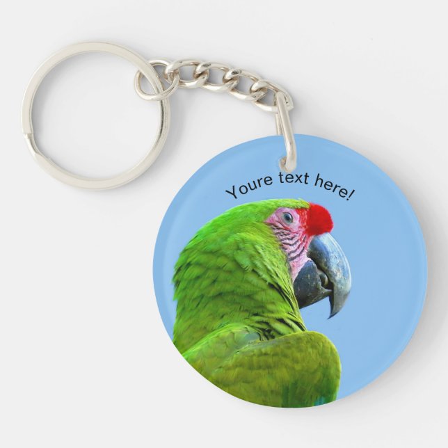 Ara Militaris Green Parrot Key Ring (Front)