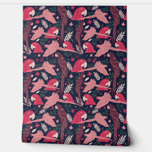 Ara Parrot Bird Tropical Pattern Wallpaper