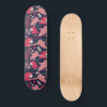 Ara Parrot Red Pink Drawing Tropical Leave Pattern Skateboard<br><div class="desc">Ara Parrot Red Pink Drawing Tropical Leave Pattern Skateboard. Ara pattern on dark blue background with tropical leaves in green,  red and beige colours. Great for parrot lover and parrot owner.</div>