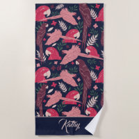 Ara Parrot Tropical Pattern Drawing Monogram Name