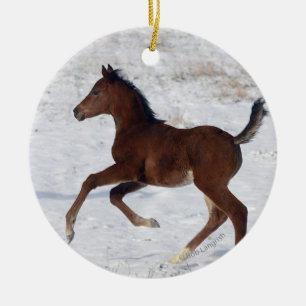 Arab Foal in the Snow Ceramic Tree Decoration
