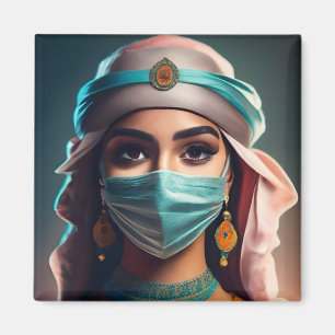 Arab girl with a veil and kohl-rimmed eyes Magnet