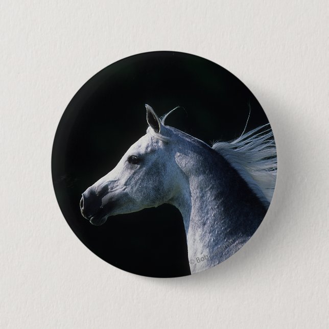 Arab Horse Headshot 2 6 Cm Round Badge (Front)