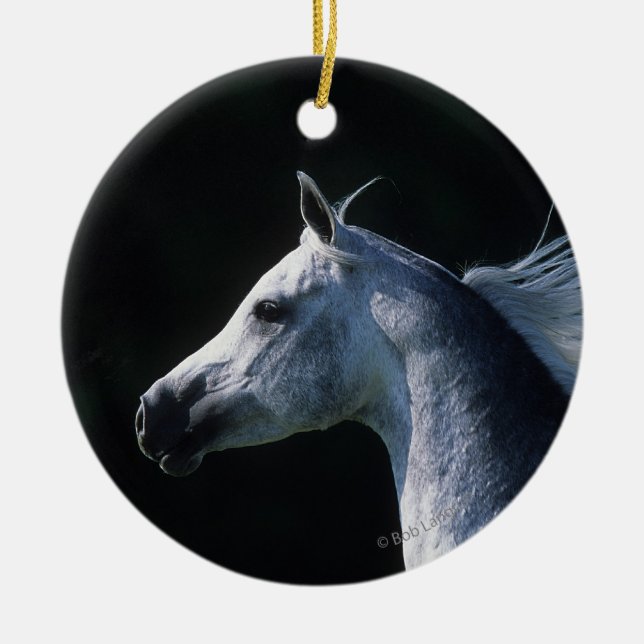 Arab Horse Headshot 2 Ceramic Tree Decoration (Front)