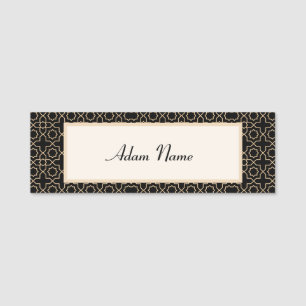 Arab islamic black gold pattern name tag