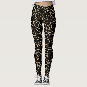 Arab islamic gold black pattern leggings