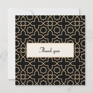 Arab islamic gold black pattern thank you card