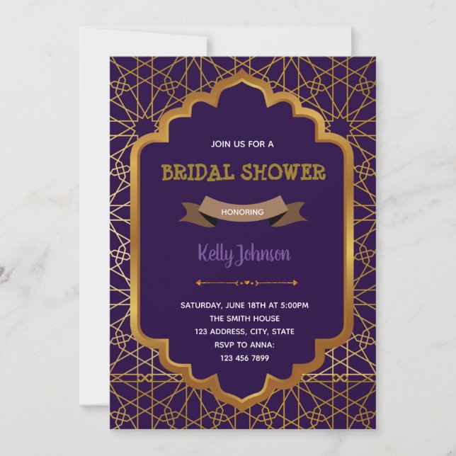 Arab Morocco shower birthday invitation (Front)