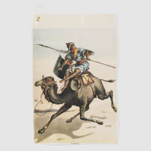 Arab Rider Desert Camel Vintage Naturalist Art Golf Towel