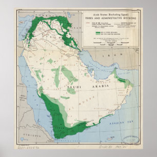 Arab states (excluding Egypt) Map (1947) Poster