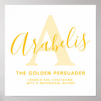 Arabelis name meaning and monogram A golden yellow
