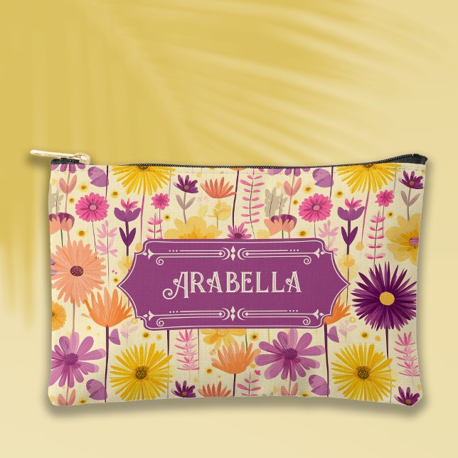 Arabella Cascading Modern Floral Pattern Accessory Pouch (Creator Uploaded)