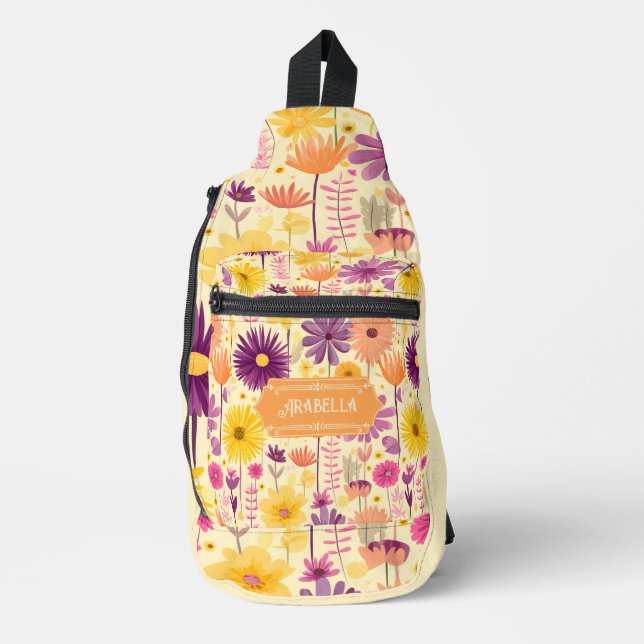 Arabella Cascading Modern Floral Pattern Sling Bag (Front)