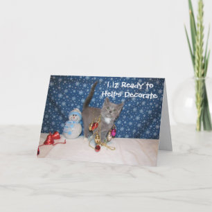 Arabella the Cat - White Christmas Holiday Card