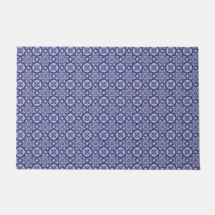 Arabesque Arab Middle Eastern Blue Tile Arab Tile  Doormat