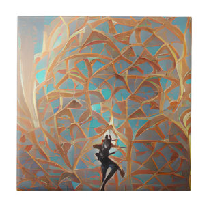 Arabesque architecture turquoise gold with dancer tile