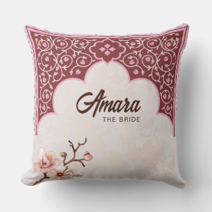 Arabesque Bridal Cushion Maroon Floral Arch