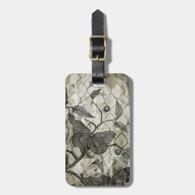 Arabesque Butterflies I Luggage Tag (Front Vertical)