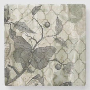 Arabesque Butterflies I Stone Coaster