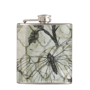 Arabesque Butterflies II Hip Flask
