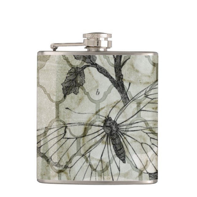 Arabesque Butterflies II Hip Flask (Front)