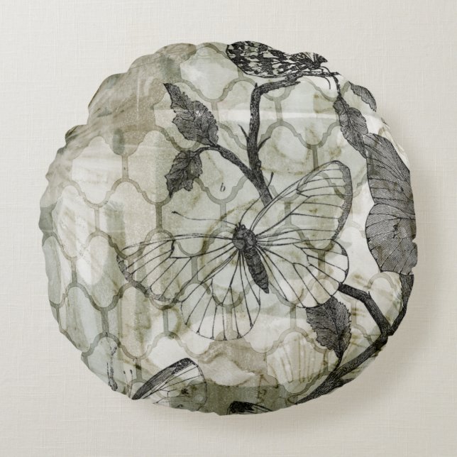 Arabesque Butterflies II Round Cushion (Front)
