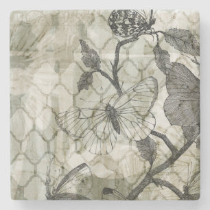 Arabesque Butterflies II Stone Coaster