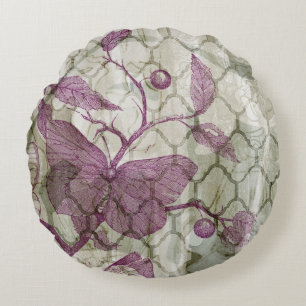 Arabesque Butterflies III Round Cushion