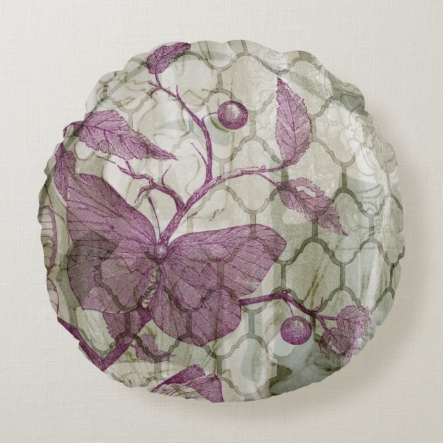 Arabesque Butterflies III Round Cushion (Front)