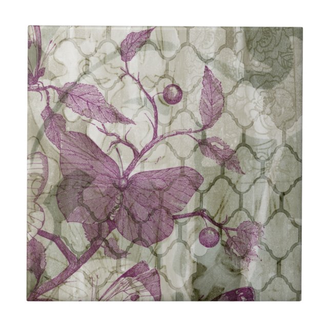 Arabesque Butterflies III Tile (Front)