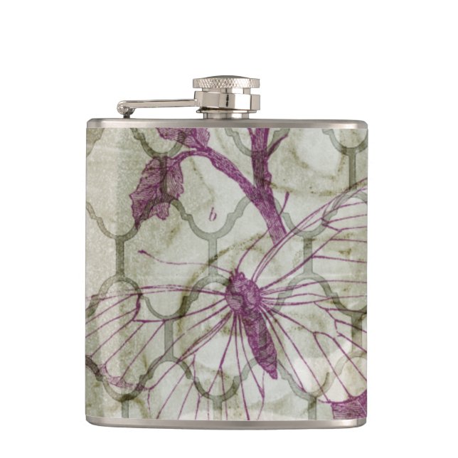 Arabesque Butterflies IV Hip Flask (Front)