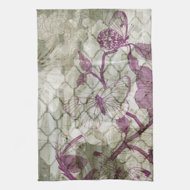 Arabesque Butterflies IV Tea Towel (Vertical)