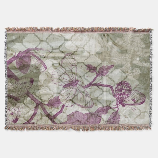 Arabesque Butterflies IV Throw Blanket (Front)