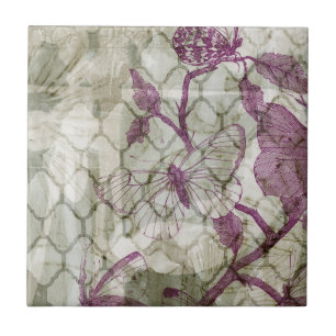 Arabesque Butterflies IV Tile