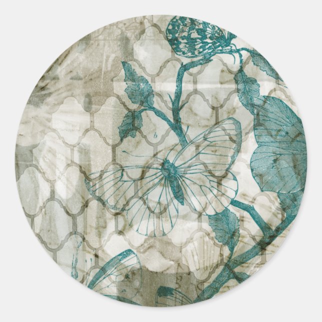 Arabesque Butterflies VI Classic Round Sticker (Front)