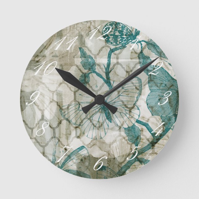 Arabesque Butterflies VI Round Clock (Front)