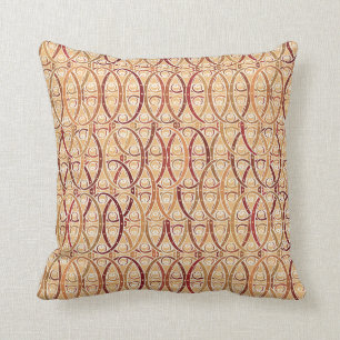 Arabesque damask - brown and camel tan cushion